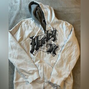 Y2K Men’s Hurley White Hoodie with Black Graphic